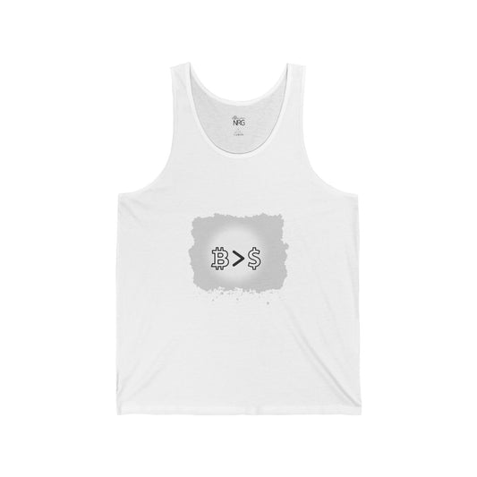 Bitcoin vs Dollar Unisex Jersey Tank - Trendy Crypto Apparel